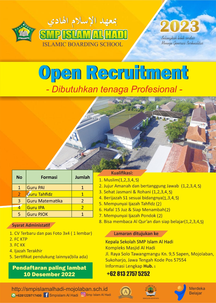 OPEN RECRUITMEN TENAGA PENGAJAR
