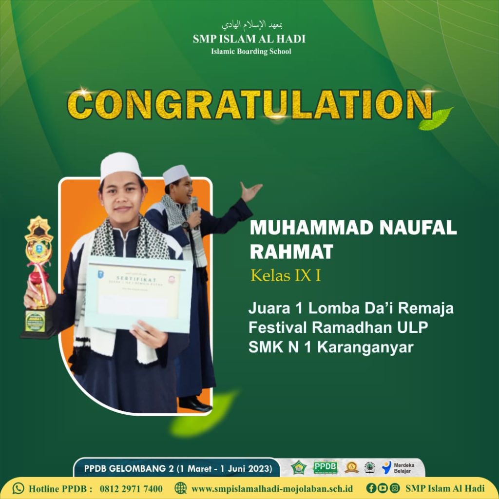 Naufal Raih Juara 1 Lomba Da'i Remaja Festival Ramadan ULP
